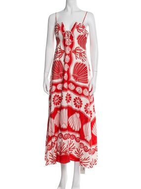 Calypso St. Barth Dress Red and White Printed Slip Maxi Dress - NWT XS
